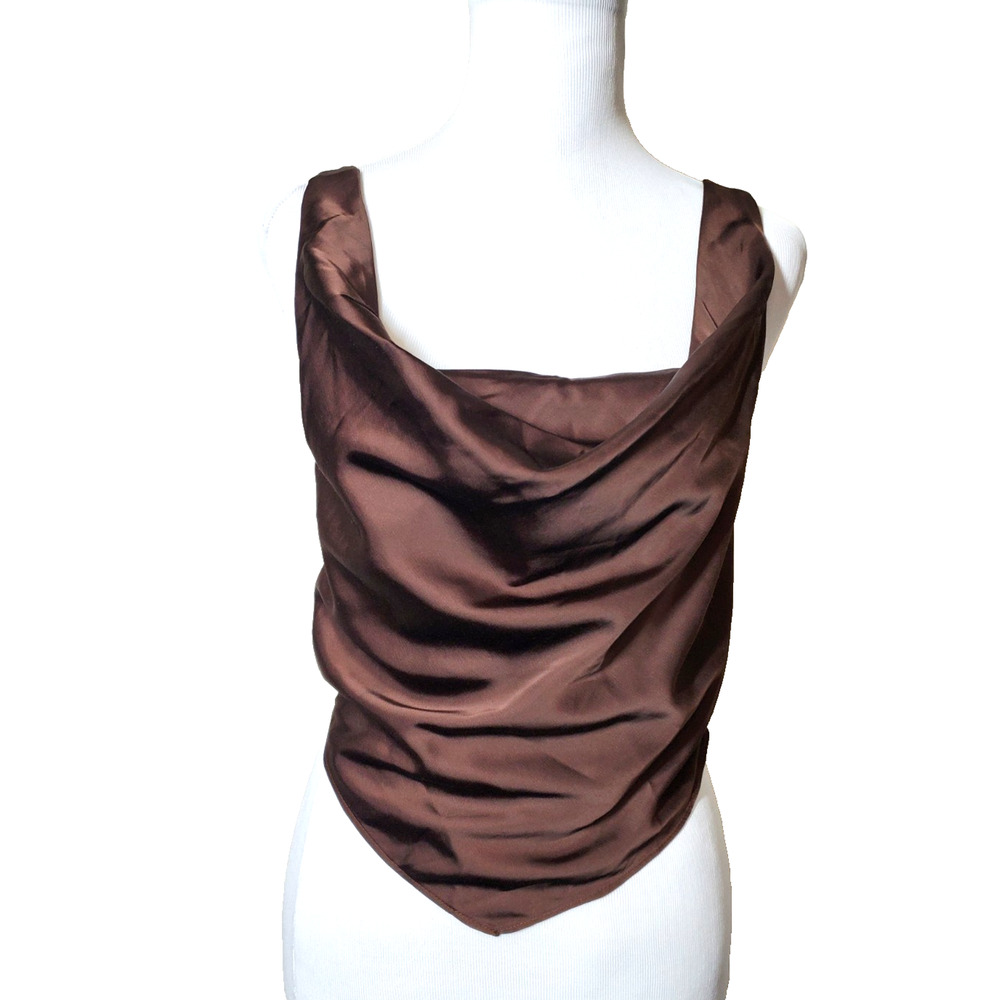 Abercrombie‎ & Fitch Womens Small Cropped Top Satin Tank Handkerchief NEW